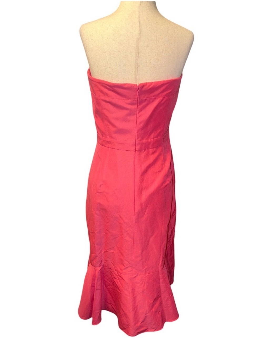 J. Crew Strapless Fluted Ruffle Hem Dark Pink Dress - Picture 3 of 9